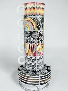 Rare Missoni for Target Espresso Cups & Saucers Set 5 w/ Stand 2011